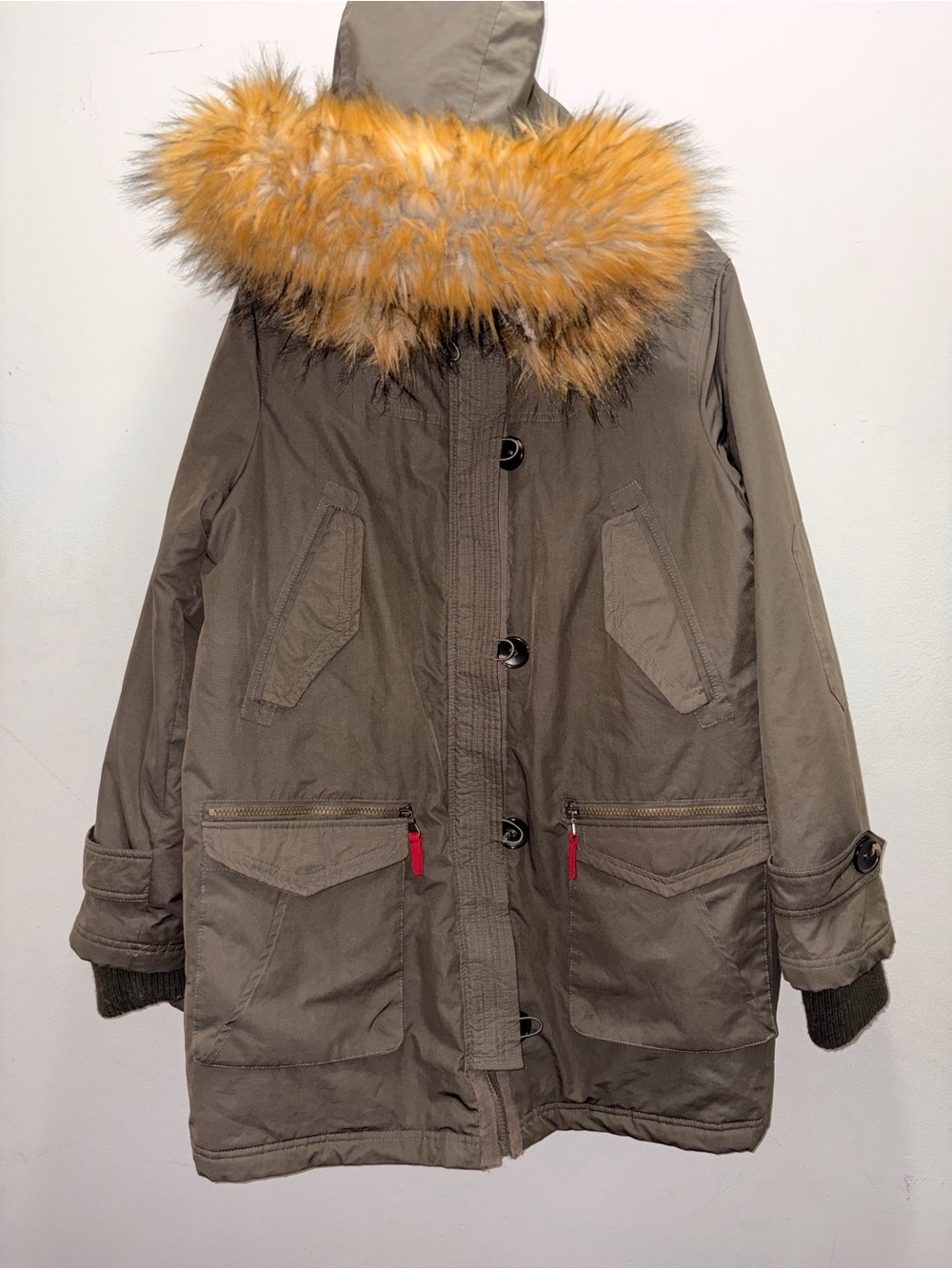 Maurices Taupe Parka with Golden Fur-Trim Hood
